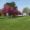 A spring view of a tee at Northwood Golf Course