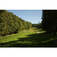 The fifth hole on the Threetops golf course at Treetops Resort plays uphill and is 150 yards from the championship tees.