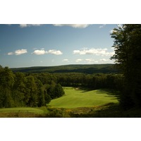 The most spectacular tee shot at Boyne is the par-5 13th hole of the Hills course at Boyne Highlands. 